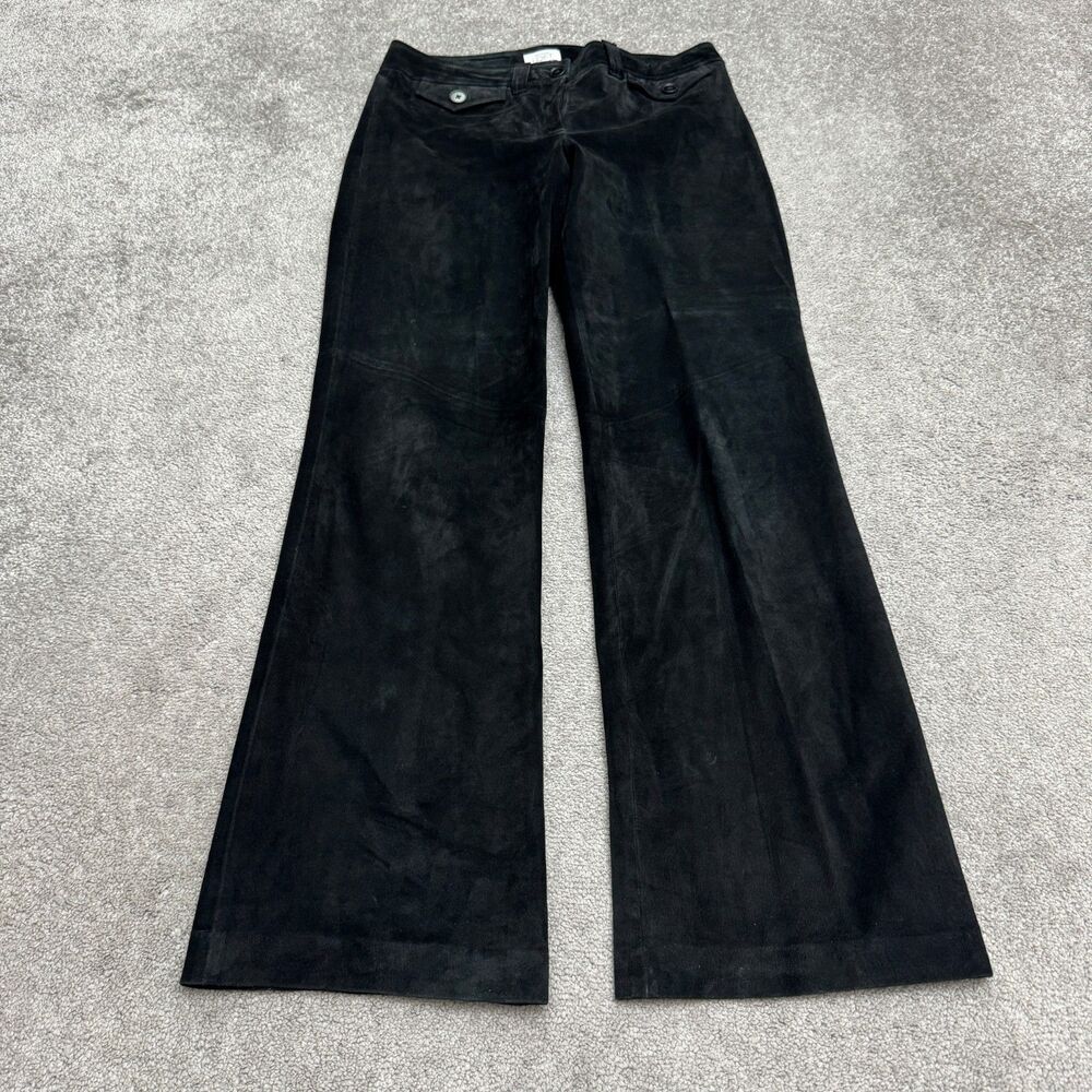 Ann Taylor Loft Suede Leather Pants Fully Lined Flared Bootcut Pants Women 8 Blk